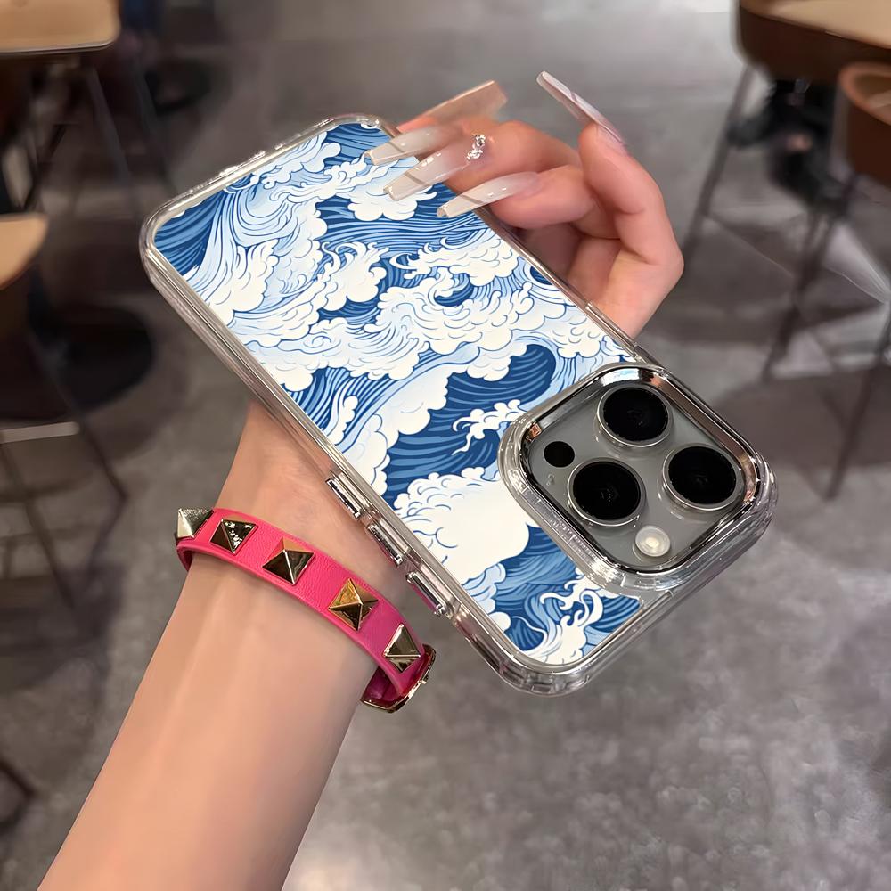 Восточный сине-белый чехол для телефона для IPhone 17 Air 16 15 14 13 12 11 Pro Pro Max Plus Прозрачная мягкая накладка