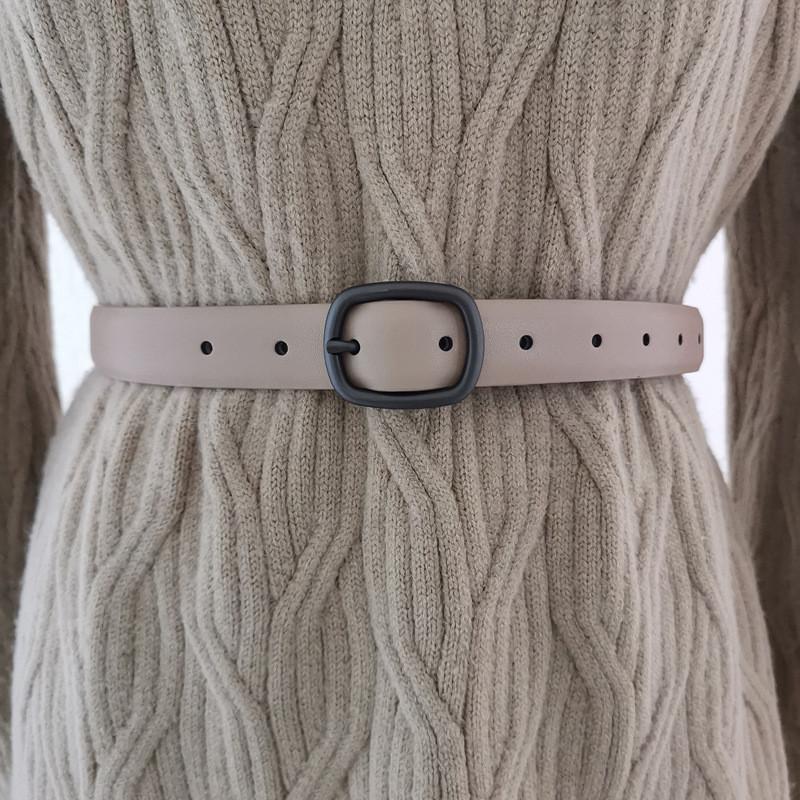 Solid Genuine Color Leather Belt Women Alloy Closure Fashion Wardrobe Summer