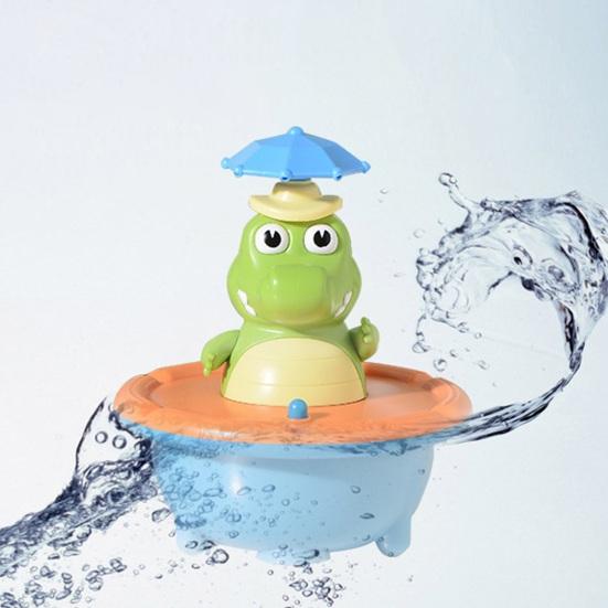 Автоматическое распыление Крокодил Игрушка для ванны Светодиодная подсветка и вращающаяся душевая лейка Веселый фонтан для ванны для мальчиков и девочек
