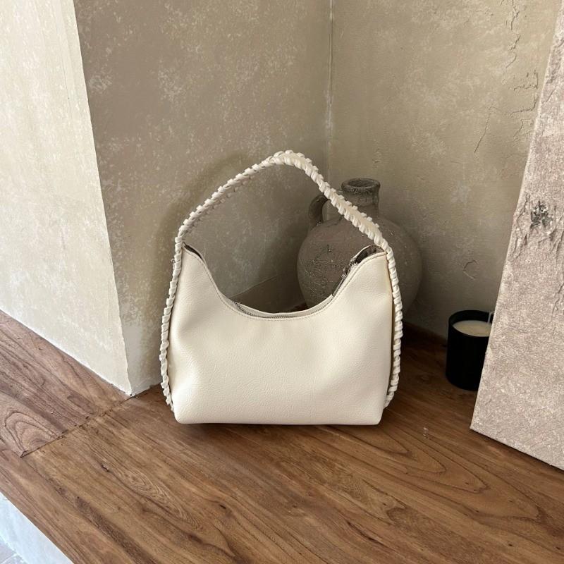 Ielgy Woven Texture Fashion Underarm Bag Solid Color All-Match Crescent Bag Simple Trendy Portable One-Shoulder
