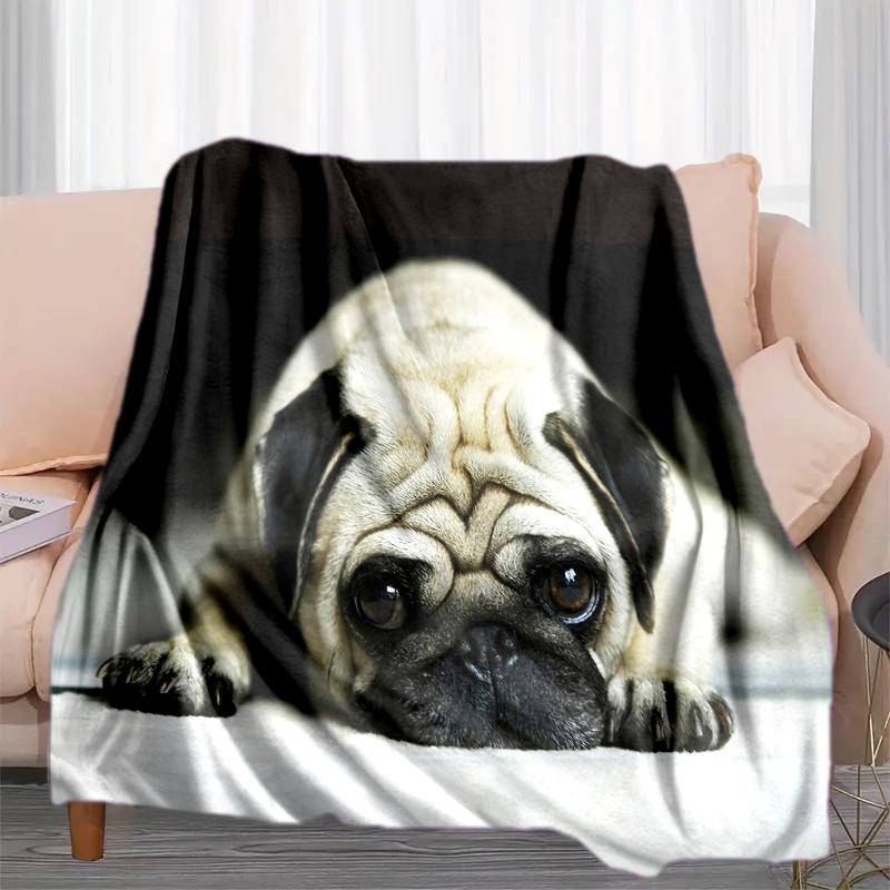 1PC Dog cute printed blanket, all season lightweight home office outdoor nap multifunctional blanket A15