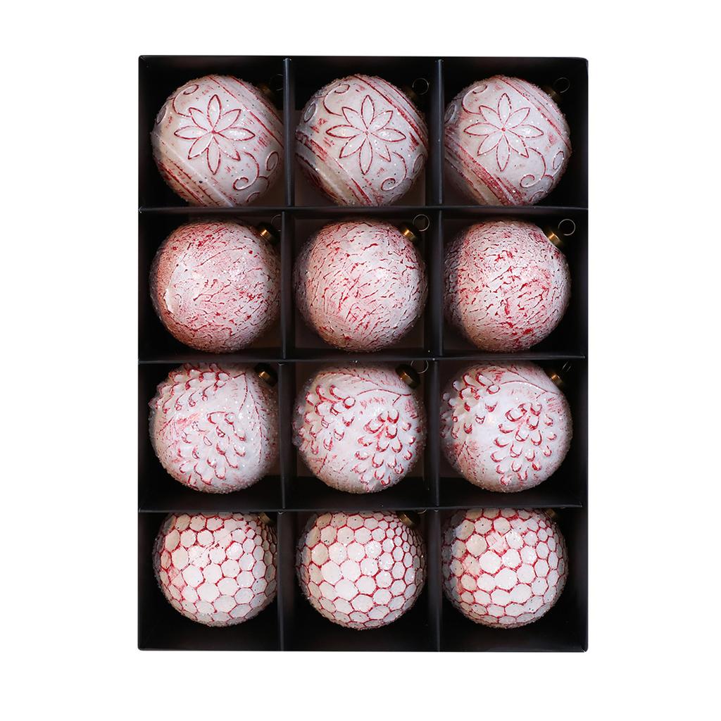 8CM Antique Christmas Ball Ornaments 12pcs, Christmas Tree Pendants Retro Christmas Ball Decorations Window Hanging Pendants