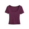 U-neck short-sleeved T-shirt women's summer new American Spice Girl style solid color slim-fitting and thin bottoming top