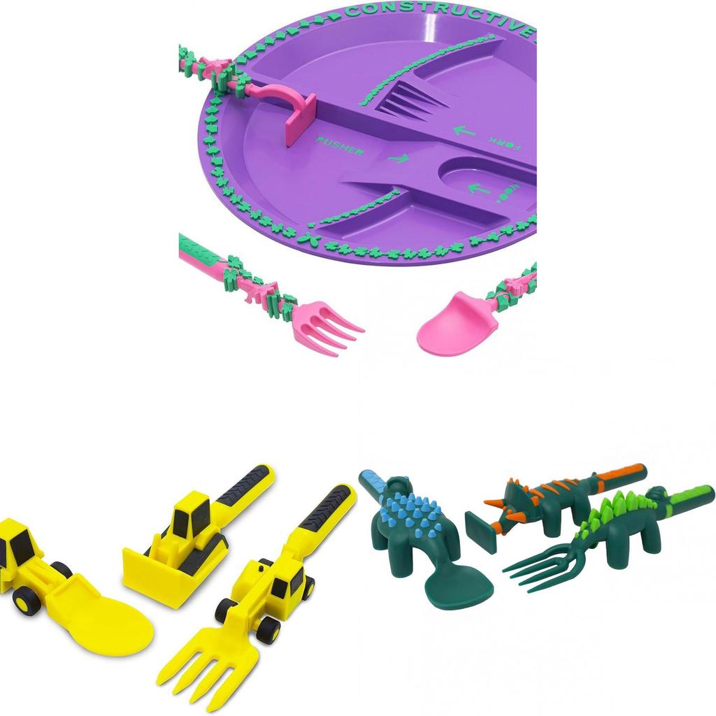 Toddler Dinnerware Set With Divided Plate And Utensils For Kids Learning