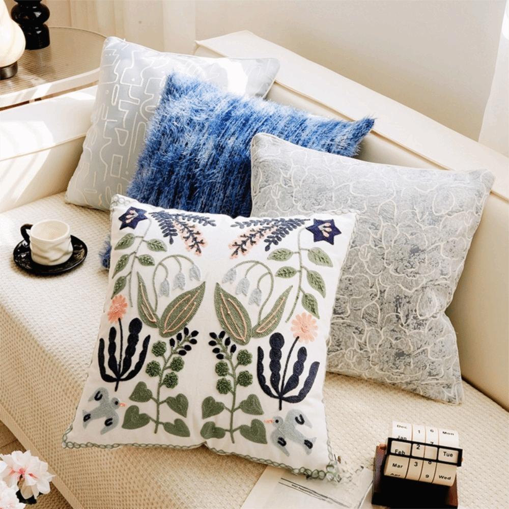 Skin-friendly Throw Pillow Cover Square Sofa Pillowcase Floral Swallow Cushion Cover  Office
