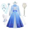 Frozen Elsa Princess Costume for Girls Birthday Party Long Sleeve Halloween Cosplay Snow Queen Carnival Clothing Kids Dress
