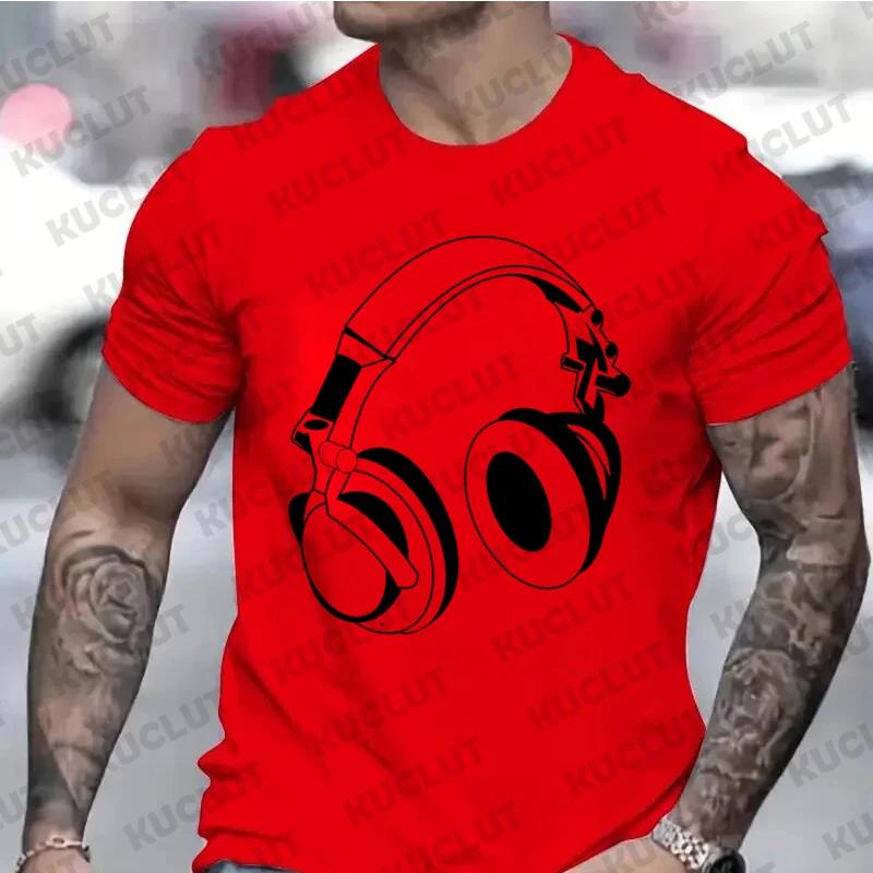 T Shirts for Men Headphones Graphic Tee Unisex Mens T Shirt Music DJ Graphic T-shirts Gift T Shirt Clothing for Husband Clothes
