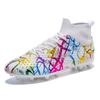 Кроссовки для мальчиков, вязаные, с длинными сломанными ногтями, новые кроссовки, тренировочные, разноцветные детские ногти, футбольные бутсы, высокие, для подростков