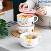 M/L Керамическая миска большой емкости Суповые миски для рамена с крышкой Контейнеры для салата и еды Бытовая посуда Принадлежности для кемпинга и общежития