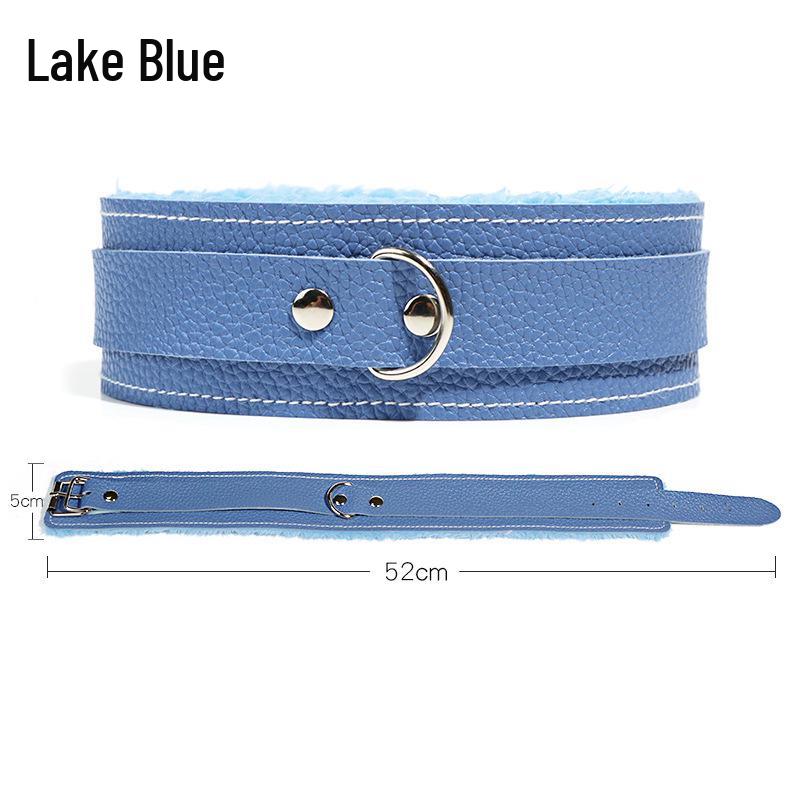 Jiuai SM Leather Collar & Metal Chain Leash - Fun Alternative Adult Sex Toys for Couples