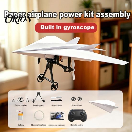 Handmade Plane Toy Remote Control Paper Airplane Kit, DIY Electric RC with Gyro Set Stabilizer, Dual Propellers, Lightweight Glider Assembly