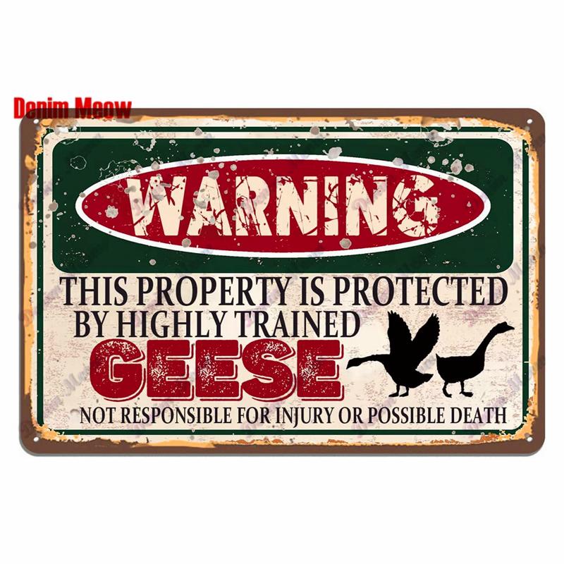 Vintage Warning Funny Animals Metal Sign Chicken Sheep Pig Octopus Wall Poster for Private Wall Painting Decor WY