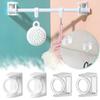 Self Adhesive Curtain Rod Holder 360° Swivel Ring Adjustable No Drilling Curtain Rod Bracket For Kitchen Bathroom Hotel