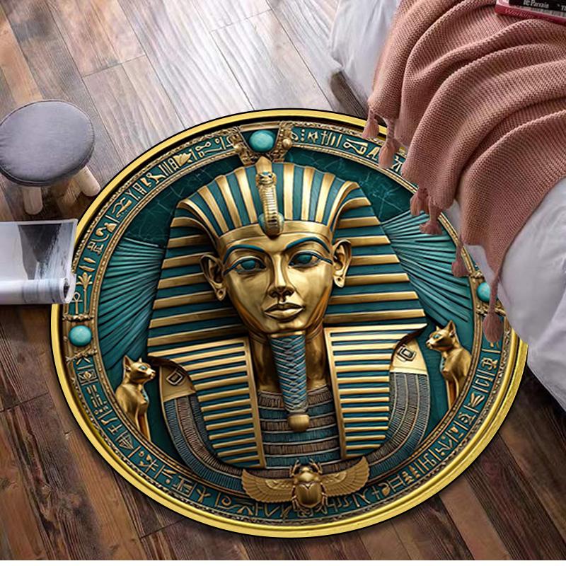 Egyptian symbolism Compass Circular Rug - Office Decorative Carpet For Living Room Bedroom Door Mat Floor Rug Computer Chair Area Rug