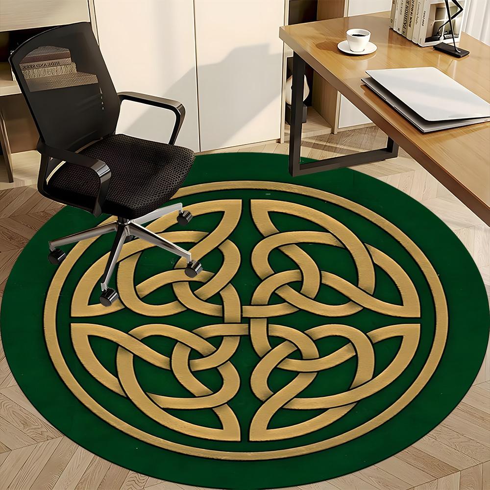 1pc Celtic Knot Office Round Area Rug, Mat Suitable For Office, Under Office Chairs Bedroom Living Room Home Decor, Room Deco