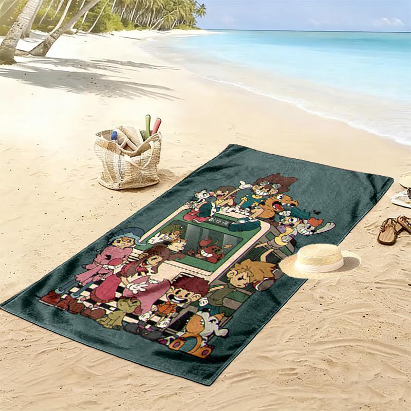 Digimon Adventure-inspired 2D Flat Print Beach Towel, Large Soft Quick Dry Towel for Beach Camping SwimmingXSTJ0915501