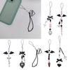 Bow-Love Keychain Crystal Y2k Beaded Phone Lanyard Strap Guitar Charm Cross-Pendant Phone Chain Anti-Lost for Women Girl