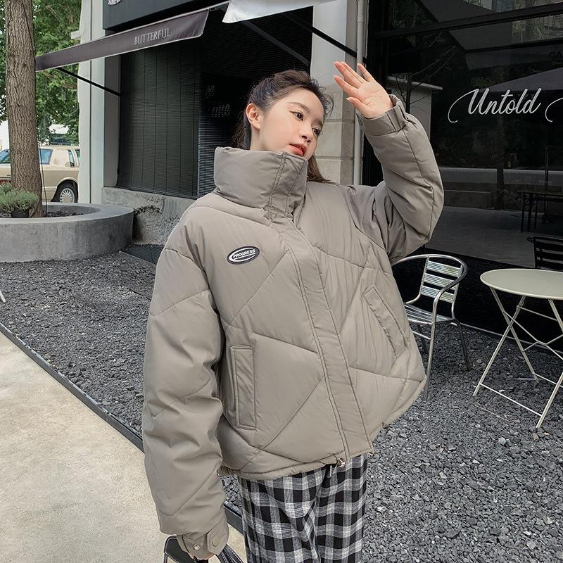 Новые зимние женские короткие парки, куртки, повседневные, толстые, теплые, с капюшоном, узорчатое пальто, женская зимняя верхняя одежда, свободная куртка, парки