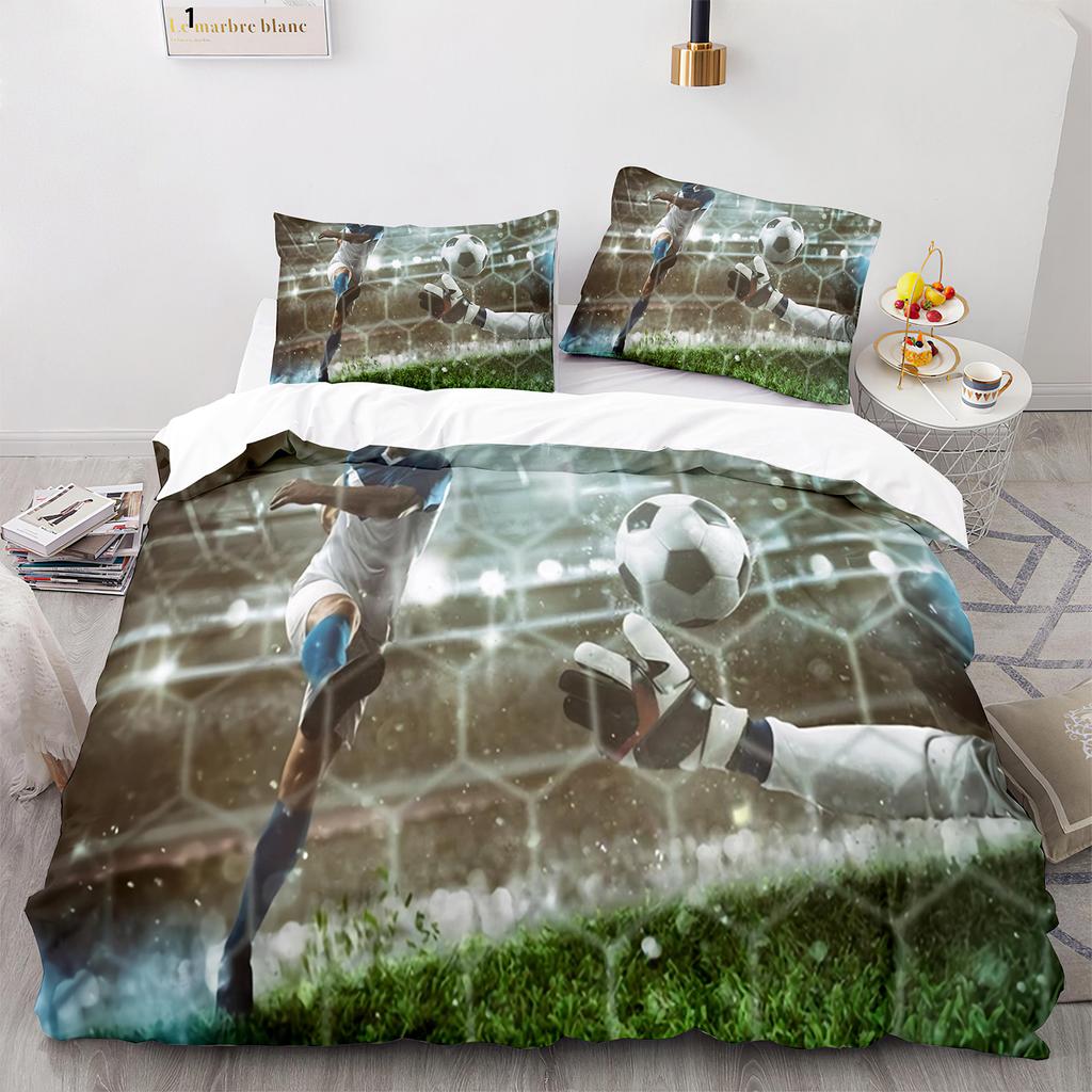 Football King Queen Duvet Cover 3D Soccer Bedding Set For Kids Teens Adult Ball Game Quilt Cover Sport Fans Soft Comforter Cover