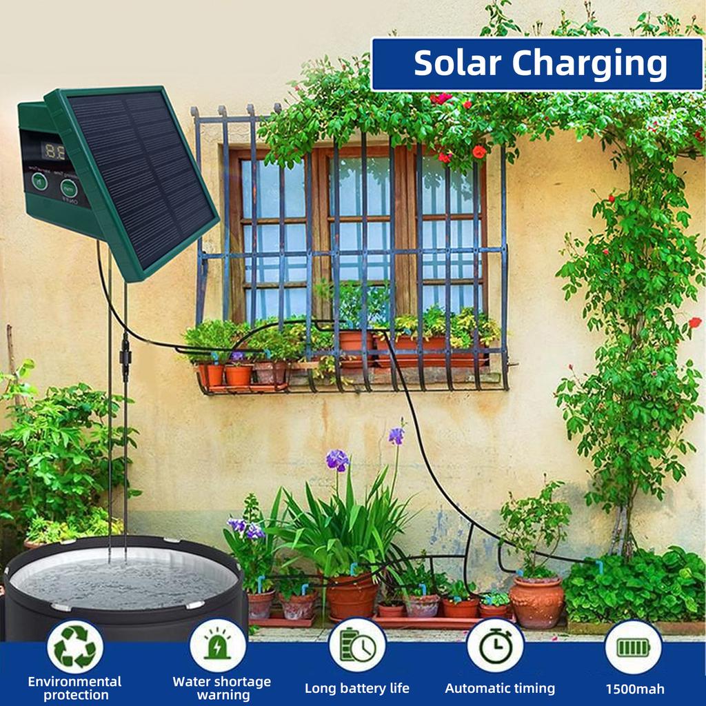 Solar Drip Irrigation System for Garden Digital Display Screen Automatic Watering System for 10