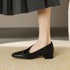 2024 Новая весна-осень женская обувь с квадратным носком и квадратным каблуком, женские туфли-лодочки из натуральной кожи на высоком каблуке, женская офисная женская обувь