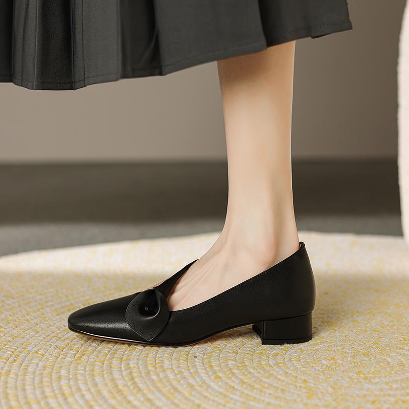 2024 Новая весна-осень женская обувь с квадратным носком и квадратным каблуком, женские туфли-лодочки из натуральной кожи на высоком каблуке, женская офисная женская обувь