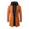 Men's Thickened Hooded Fake Two-Piece Mid-Length Wool Coat