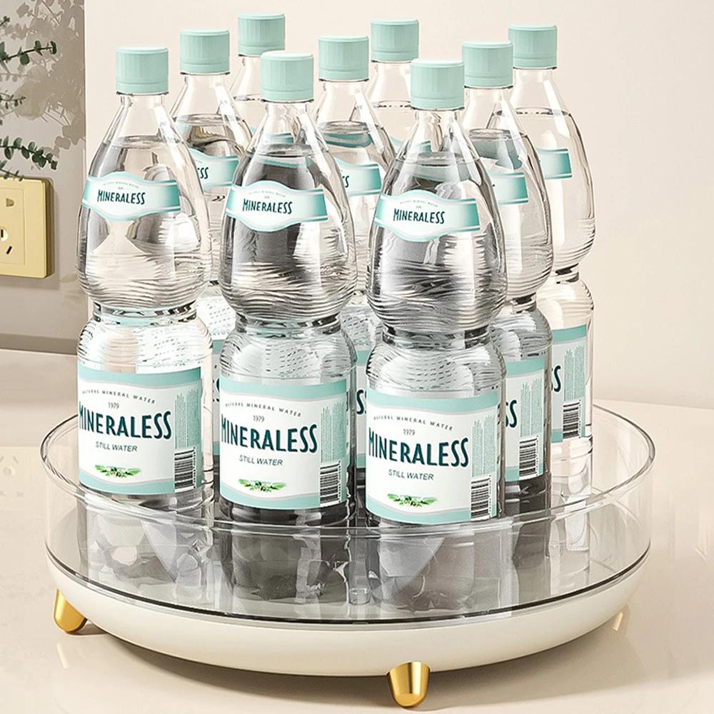 Вращающийся на 360 градусов поднос, кухонные контейнеры для хранения баночек для специй, поднос для закусок, ящик для хранения в ванной комнате, нескользящий органайзер для косметики