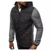 Men's New Casual Fashion Zipper Hooded Sweatshirt Jacket Color Block Plaid Cardigan