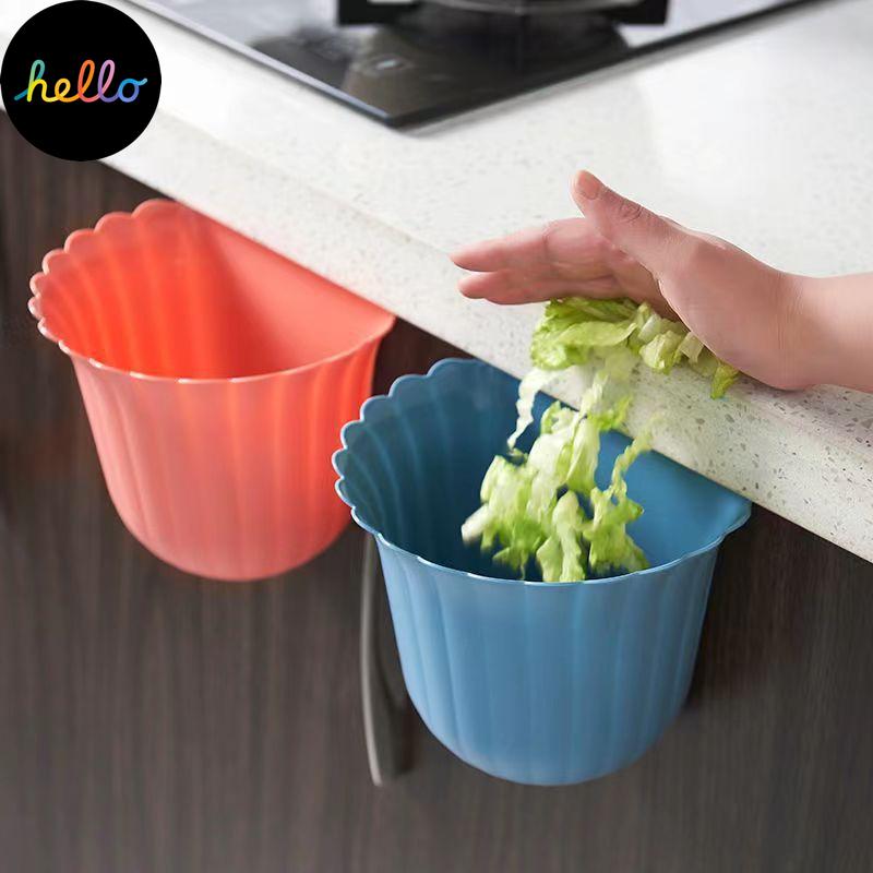 Mini Kitchen Cabinet Door Hanging Garbage Bin Can Desk Trash Storage Container Flower Pots