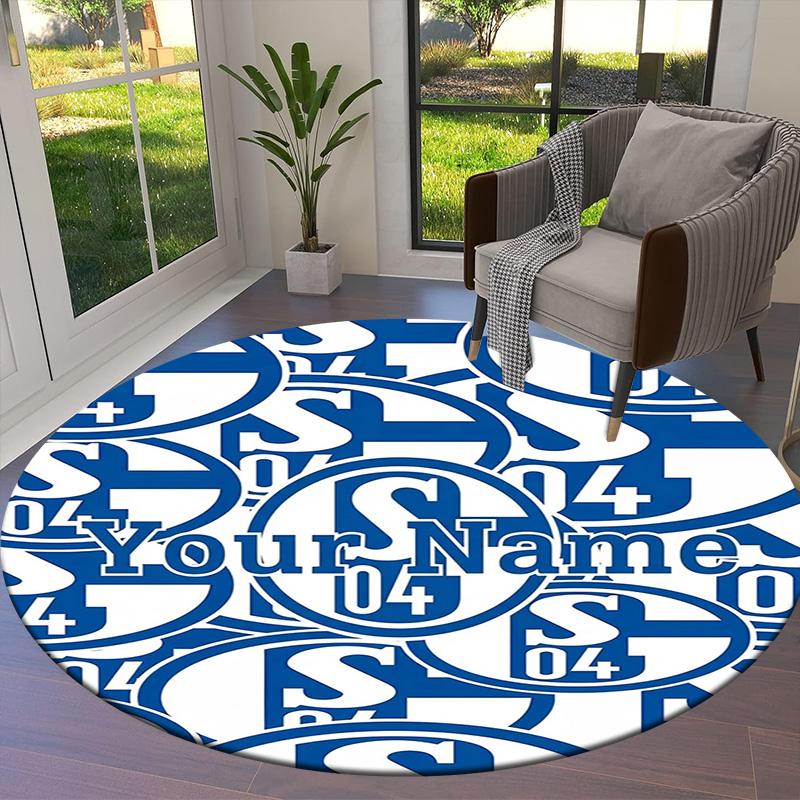 Sport Icon Custom Name Round Area Rug Carpet Rug For Living Room Bedroom Sofa Playroom Decor Nonslip Floor Mat