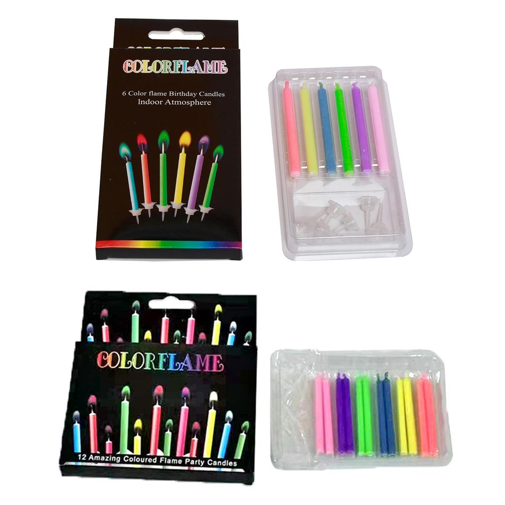 Multicolour Flame Candles 6/12pcs/pack Colorful Wedding Party Birthday Cake Candles Decoration Party Supplies for Children Kids