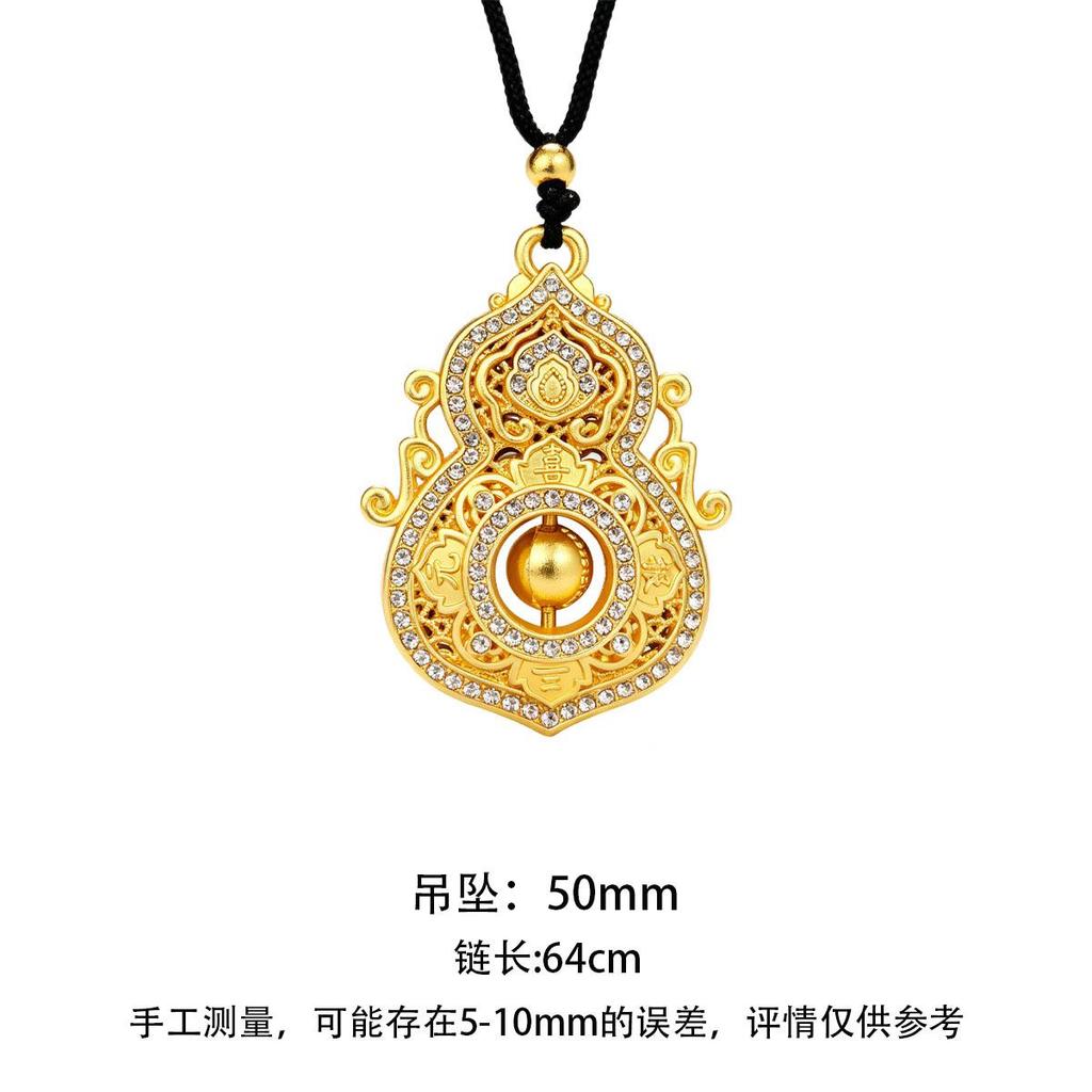 New Product National Trend Vintage Gold Hollow Gourd Necklace, Niche Design, Versatile, Couple Style, Daily Wear