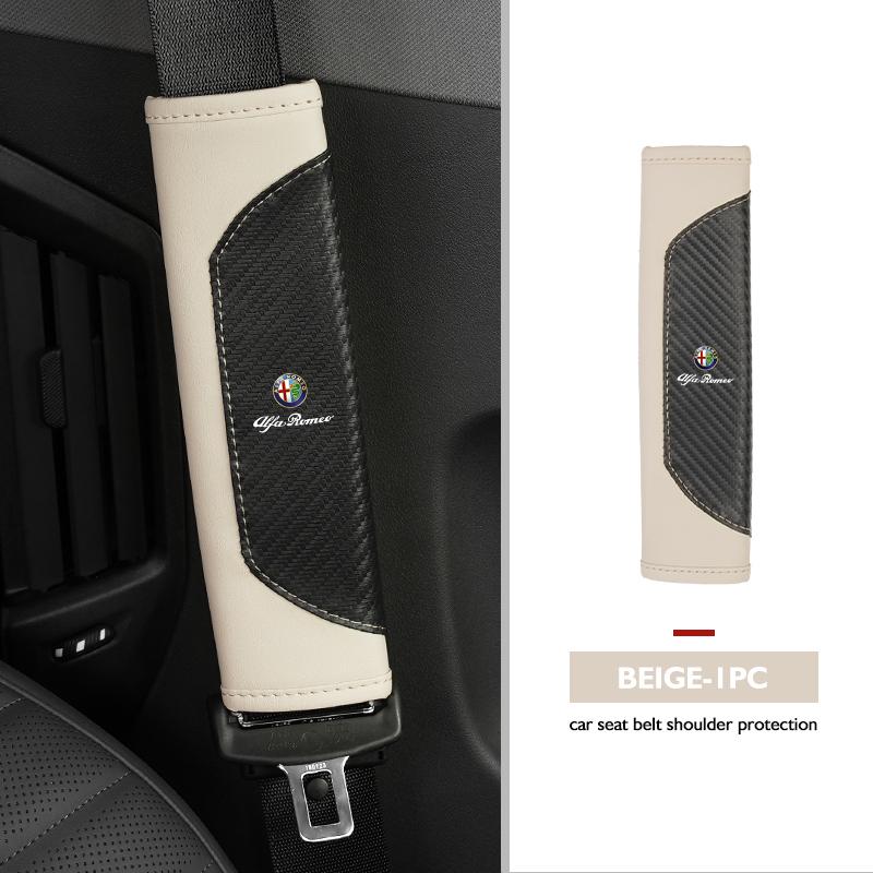 AAACO1 Car Seat Belt Shoulder Cover Protection Pads Safety Belt Accessories For Alfa Romeo GT Stelvio F1 Brera Volante Tonale Gloria