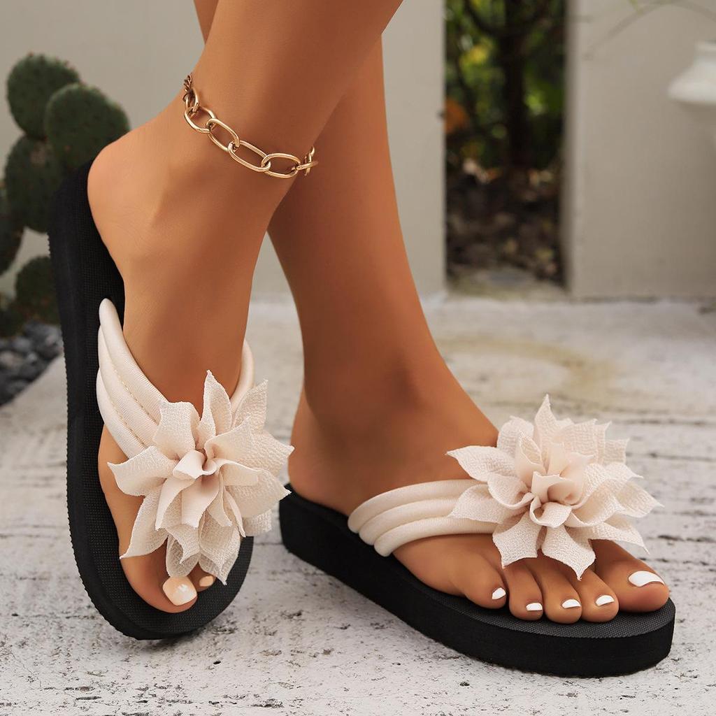 Unisex Plus Size Floral Toe Post Flip-Flops for Summer