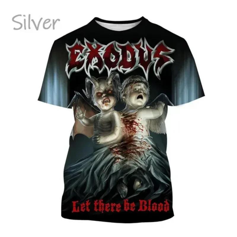 Metal Rock Exodus Band 3D Print O-Neck Tshirt Men Fashion Tees Casual Short Sleeve Oversized Y2K Harajuku Unisex Clothing
