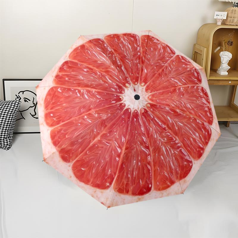 1 шт. Автоматический складной зонт - Узор с красными фруктами, Портативный и складной дизайн с 8 спицами, Подарки на Рождество и День рождения