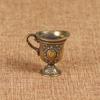 Miniatures Anticient Royal Palace Mini Cup Pendant Trinket Antique Bronze Buddhist Holy Water Cup Figurine Brass Keyring Hanging