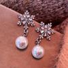 Премиальные серьги-гвоздики в форме снежинки с жемчугом, женские легкие, роскошные, элегантные, универсальные серьги