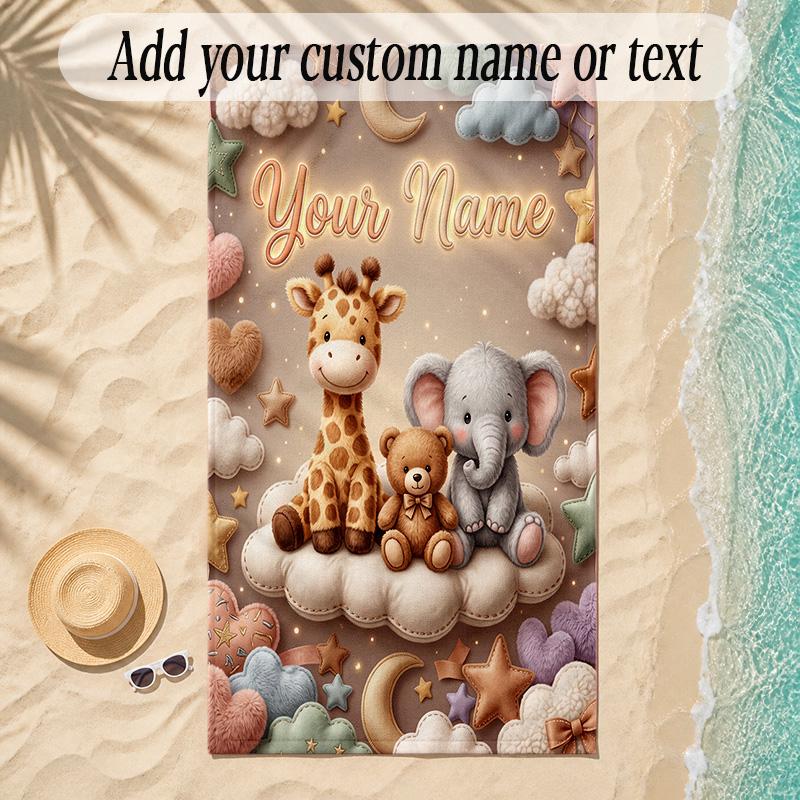 Cosmic Theme Soft Beach Towel Personalized Custom Name Text Towel Portable for Beach Pool Travel