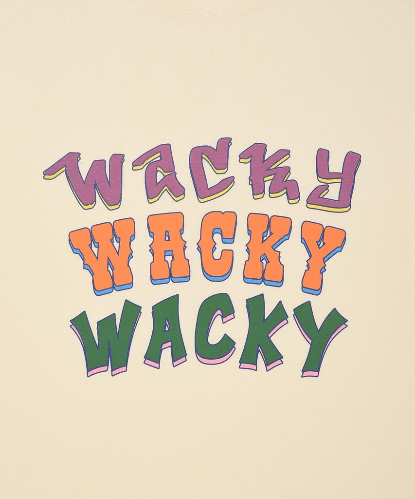 WACKY WILLY Multi-Typo Short Sleeve T-Shirt Cream