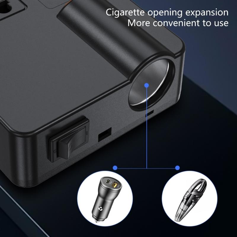 Автомобильный инвертор мощности 120 Вт с портом Type-C PD 30 В и USB-A, от DC12V-24V до 220V, адаптер-розетка в прикуриватель автомобиля, для транспортного средства