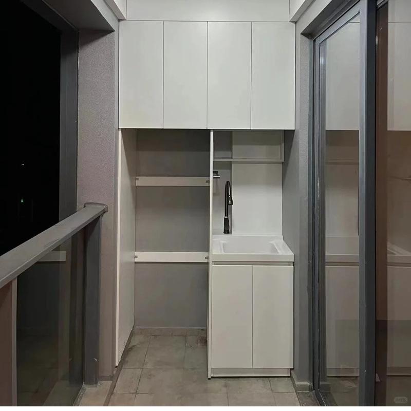 Балконный шкаф с сотовой алюминиевой панелью для стиральной/сушильной машины, встроенной раковиной и угловой дизайн Ванной комнаты