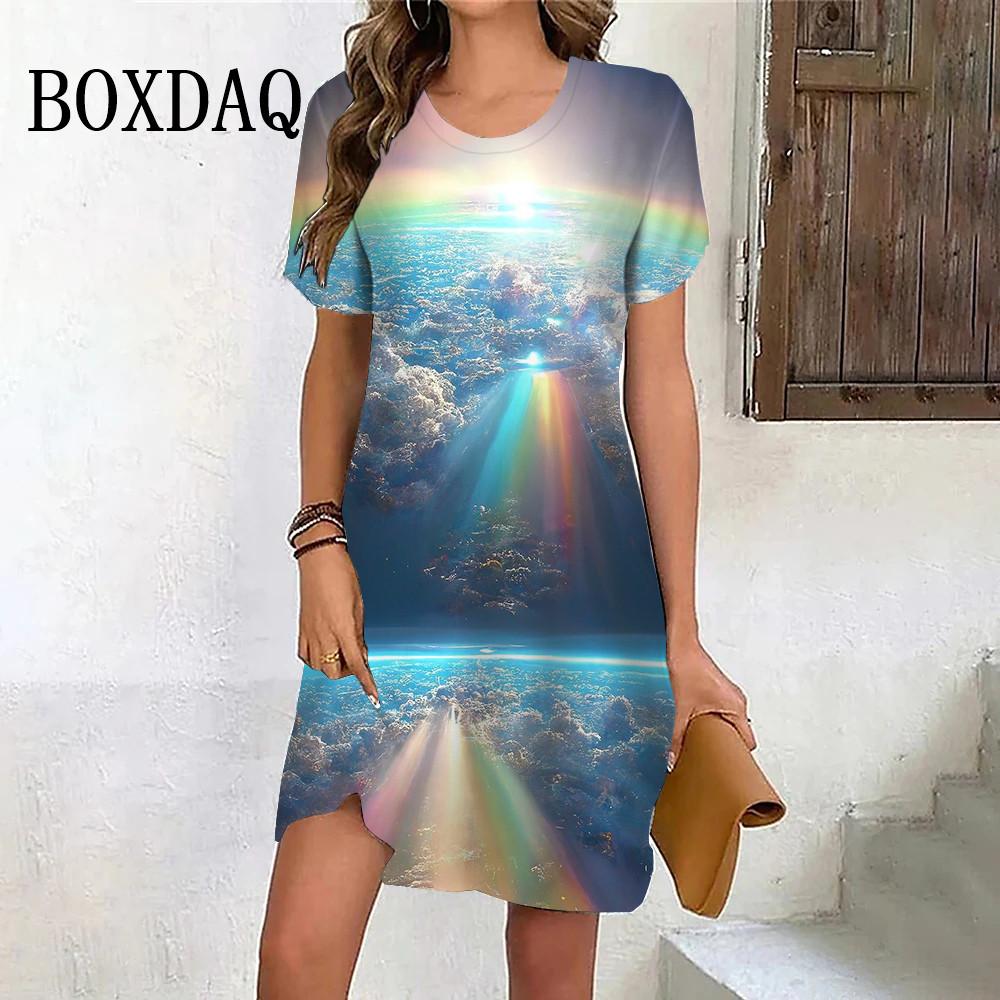 Платье Up Balloons Милое летнее женское элегантное модное платье с коротким рукавом и принтом Повседневное мини-платье для вечеринок Женская одежда больших размеров
