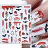 Halloween Nail Art Sticker, Pink Pumpkin Figure Skull Halloween Funny 3D Adhesive Nail Sticker