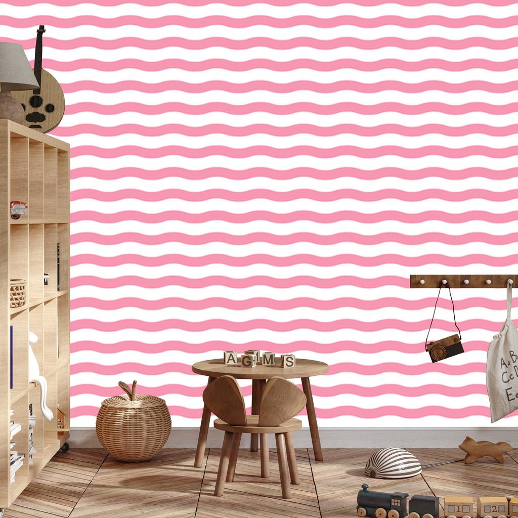 Powder pink and white stripes wallpaper, clear detail 50x1000