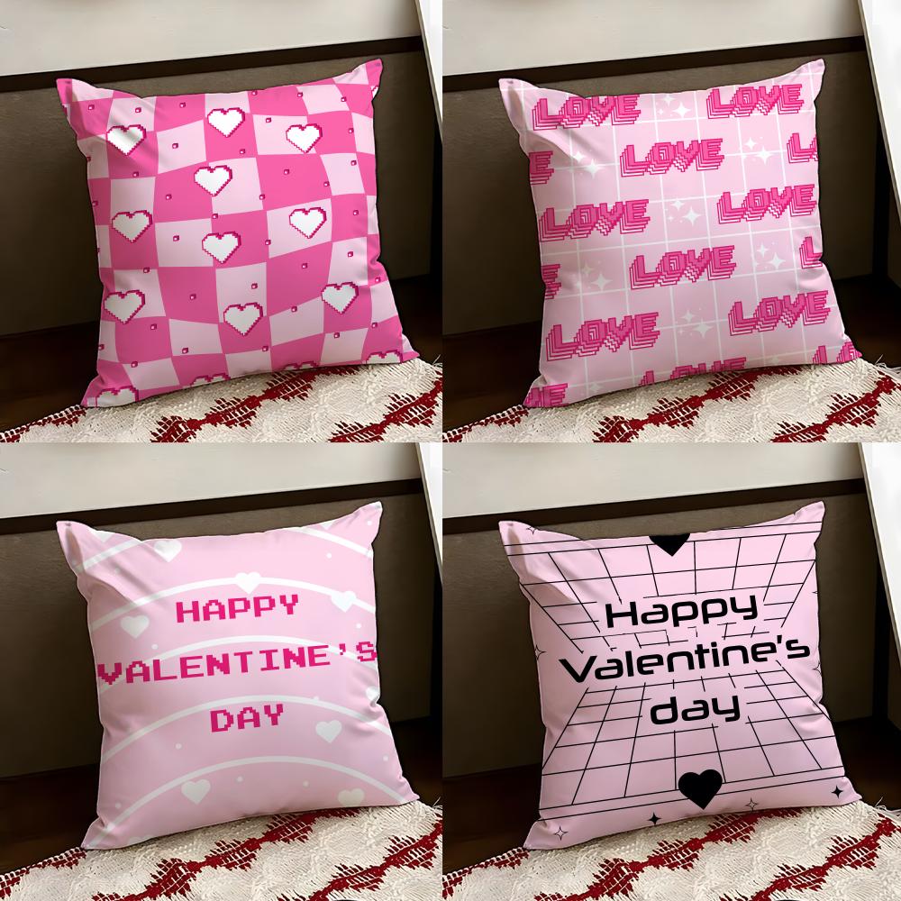 Cute Valentines Day Cushion Cover Reversible Soft Durable Pillow Cover Home Car MultiScene Use for Daily Comfort