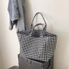 2025 New Black and White Plaid Canvas Bag Large-capacity Tote Bag Women's Lazy Wind Bag Lightweight Shoulder Bag Large Bag
