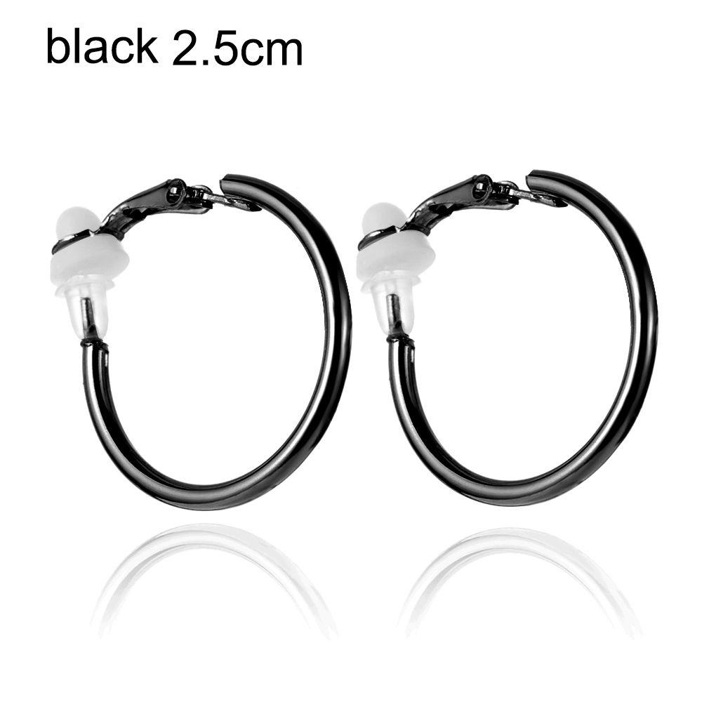 Пара ювелирных изделий золото серебро черный женская мода большой круг клипса на ухо без пирсинга серьги кольца