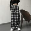 Fashion Spring Summer Autumn Harajuku Oversize Plaid Pants Women Checked Trousers Fall Wide Leg Sweatpants Soft